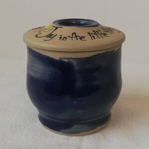 French Pottery Ladybug Butter Bell Joy in the Little Things Signed